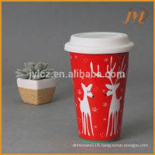 10oz double wall mug with silicone lid for christmas